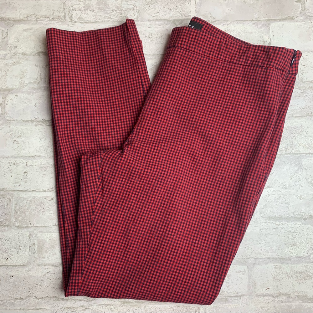 Talbots Chatham Ankle Pants 10 Black Red Gingham Check Slim Leg Side Zip😍